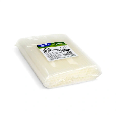 Reusable biocomposite straws white 8/210 mm 100 pcs