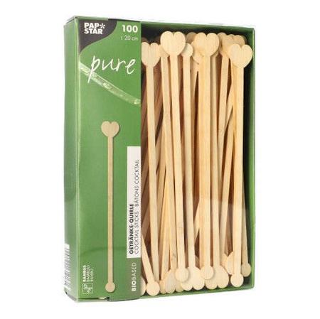 Drink stirrer bamboo "Heart" 20 cm 100 pcs.