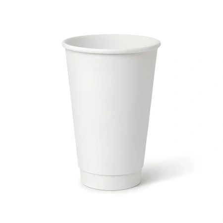 White double-wall paper cup, matte, dispersion coating, 450 ml, dia. 90 mm, 25 pcs.