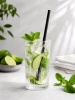 Paper straws black 7/210 mm individually packaged 150 pcs.