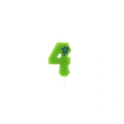 Green Birthday Candle Number "4", 1 pc.