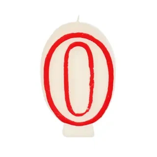White Birthday Candle Number "0", 1 pc.
