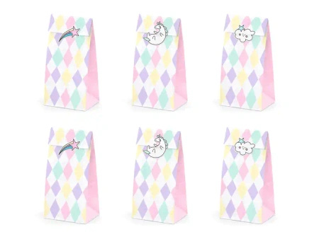 Paper Treat Bags "Unicorn", 8 × 18 × 6 cm, 6 pcs
