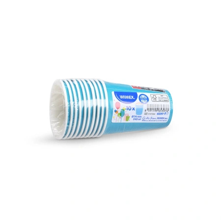 Paper Cup, light blue, Ø 74 mm, 240 ml, 10 pcs