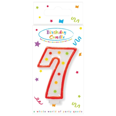 Polka Dots Birthday Candle "7", 1 pc.
