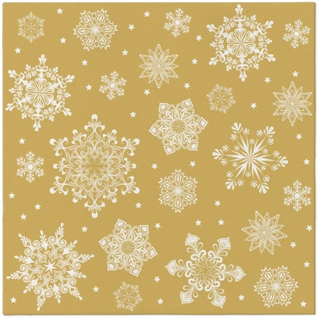 Premium Airlaid napkins, "Snowflakes Gold", 1/4, 40 x 40 cm 50 pcs.