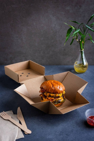 Premium folding burger box 12 x 12 x 10 cm 100 pcs.