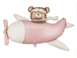 Foil Balloon "Bear in a Pink Airplane", 94 × 61 cm, 1 pc