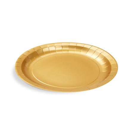 Round paper plate, gold, dia 23 cm, 10 pcs.