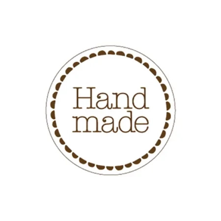 Paper sticker "Hand made", dia. 4 cm, 1000 pcs