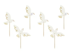 Cupcake Decorations "Doves", 14.5 cm, 6 pcs