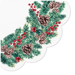 Round 3-layer napkins "Winter Branches", 1/4, dia 32 cm, 12 pcs.