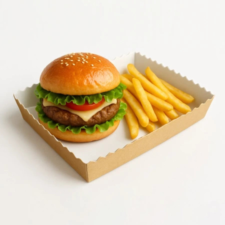 Paper Deep Tray Kraft, Scalloped Edge, 20 x 14 x 3 cm, 50 pcs.