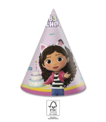 Paper party hats "Gabby's Dollhouse", 6 pcs