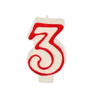 White Birthday Candle Number "3", 1 pc.