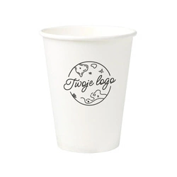 Kubek papierowy biały, dyspersja, 350 ml, śr. 90 mm WŁASNY NADRUK 2000 szt.