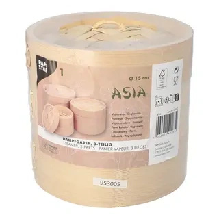 Bamboo steamer “ASIA”, height 13,5 cm, diameter 15 cm, 3-piece, 1 pc.