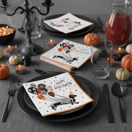 3-layer napkins "Spooky Dachshund / Halloween", 1/4, 33 x 33 cm 20 pcs.