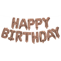 Foil Balloons Banner "Happy Birthday", Rose Gold, 3.4 m, 1 pc.