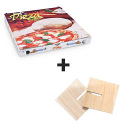 KIT: 32.5 x 32.5 x 3 cm pizza box 100 pcs. + support 100 pcs.