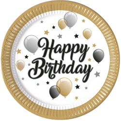Paper plates "Milestone Happy Birthday", 23 cm, 8 pcs