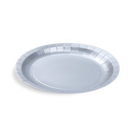 Round paper plate, silver, dia 23 cm, 10 pcs.
