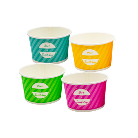 Paper ice cream cup – mixed colors, 245 ml, Ø 93 mm, Height 58 mm, 50 pcs