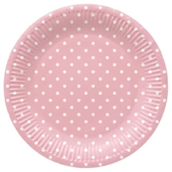 Talerz papierowy okrągły "Dots Pink" śr. 23 cm 8 szt.