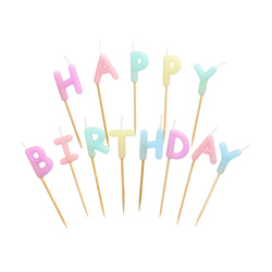 Świeczki Happy Birthday - urodzinowe z napisem, 8 cm, 1 op.