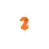 Orange Birthday Candle Number "2", 1 pc.