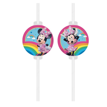 Paper Straws Minnie Mouse, 22 cm, 4 pcs.