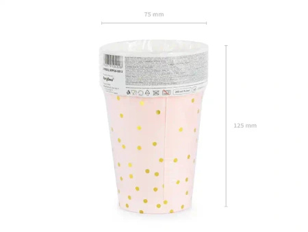 Paper Cups "Pink Polka Dots", 260 ml, 6 pcs