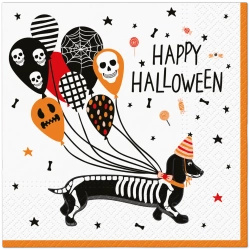 Serwetki 3-warstwowe "Spooky Dachshund / Halloween", 1/4, 33 x 33 cm 20 szt.