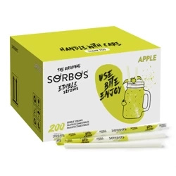 Edible straws, apple flavor, individually packaged, 5/190 mm 200 pcs.