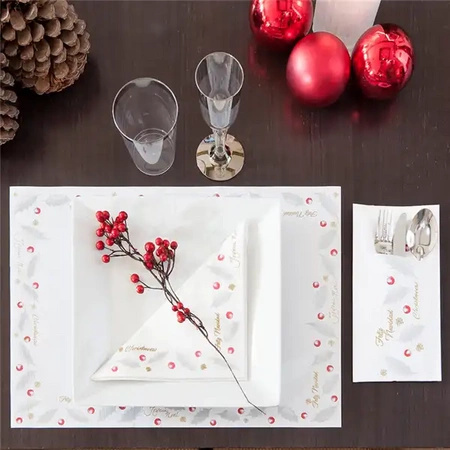 "Noel" cutlery bags with napkin, 22.5 x 11.2 cm, 250 pcs.
