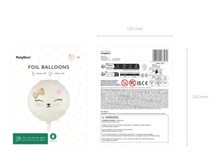 Balon foliowy "Kot" 45 cm, 1 szt.