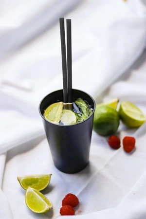 Black macaroni straws 6/225 mm 500 pcs. (2.6kg)