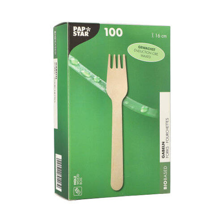 Waxed wood forks 16 cm 100 pcs.