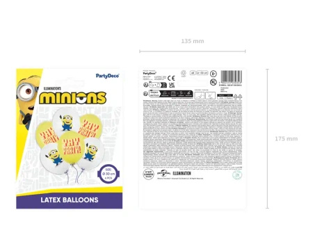Latex Balloons "Minions", assorted, 30 cm, 6 pcs