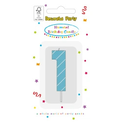 Blue Birthday Candle "1", 1 pc.