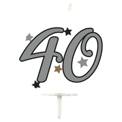 Świeczka urodzinowa Milestone, "40", 1 szt.