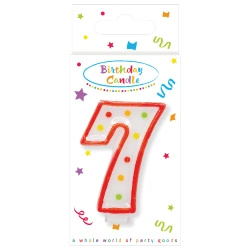 Polka Dots Birthday Candle "7", 1 pc.