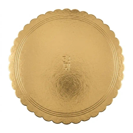 Thick double‑sided gold‑black cake boards 34 cm 1 pc.