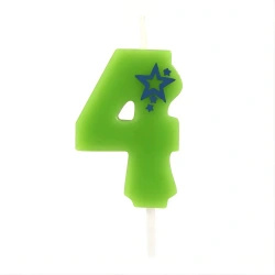 Green Birthday Candle Number "4", 1 pc.