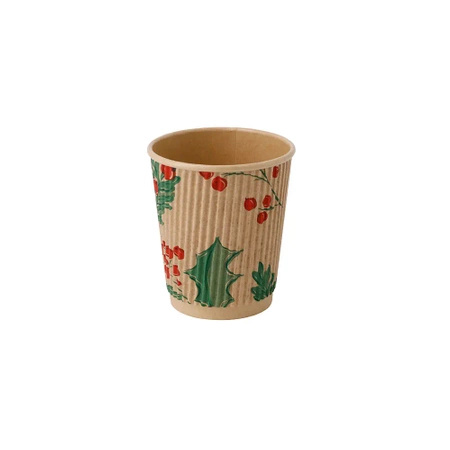 Kubek papierowy karbowany kraft, dyspersja, "Christmas" 250 ml, śr. 80 mm 25 szt.