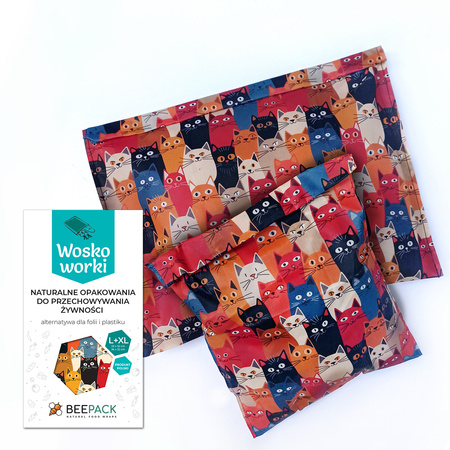 Beeswax bags "Cats" set L+XL 1 pc.