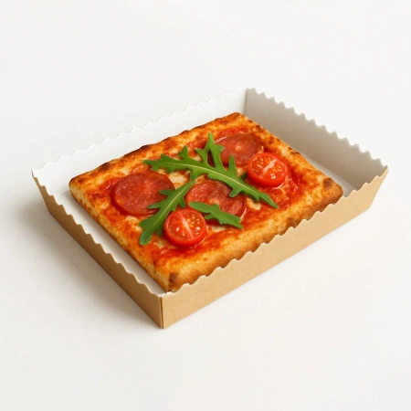 Paper Deep Tray Kraft, Scalloped Edge, 20 x 14 x 3 cm, 50 pcs.