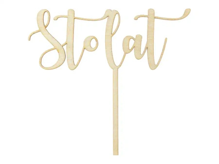 Wooden Cake Topper "Sto Lat", 14 cm, 1 pc