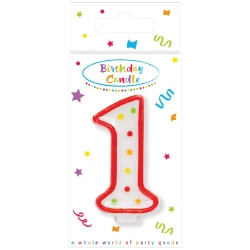 Polka Dots Birthday Candle "1", 1 pc.