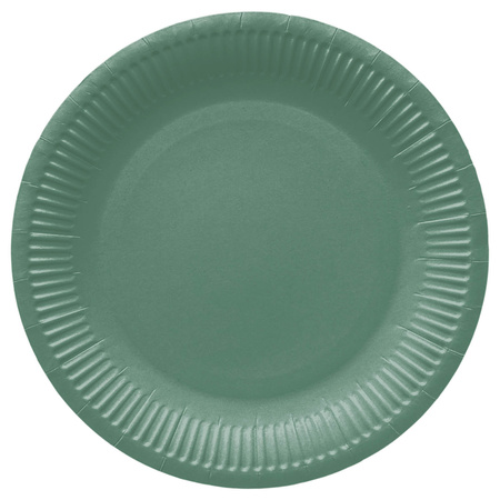 Talerz papierowy okrągły zielony / butelkowa zieleń śr. 23 cm 8 szt.